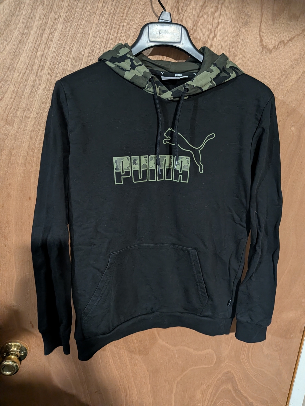Puma Black Pullover Hoodie with Olive Camo Hood